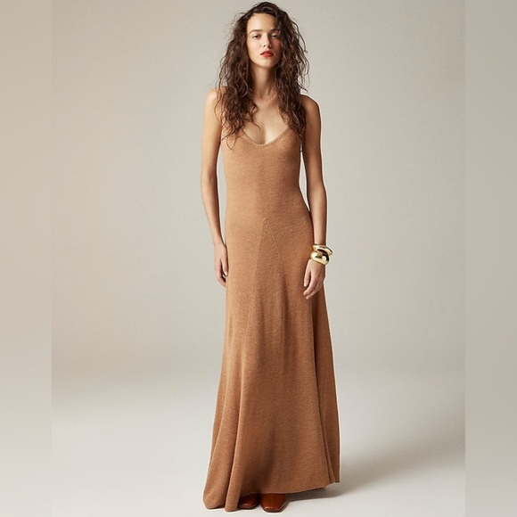 NWT JCREW Spring Street featherweight tan cashmere slip dress size L - Picture 2 of 7